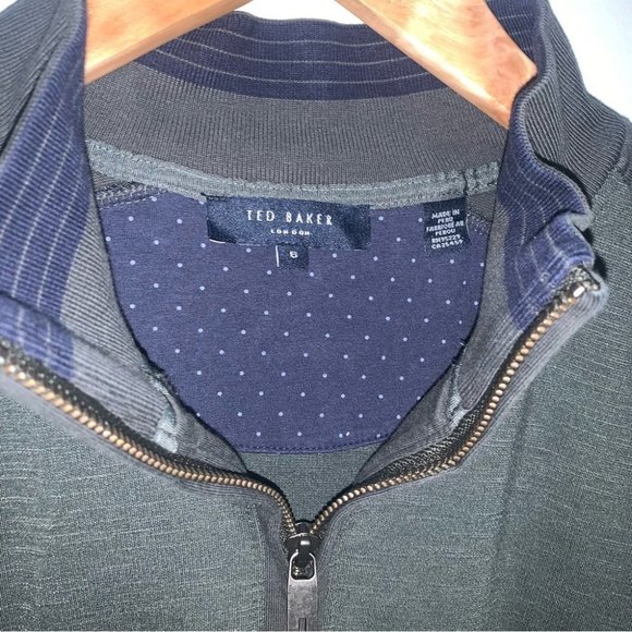 Ted Baker London Sweater Men's Size 2XL  Green Caravan Slim 1/4 Zip Long Sleeve‎ - Picture 9 of 12